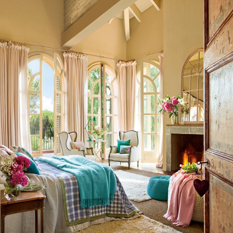 Cozy interior of the bedroom