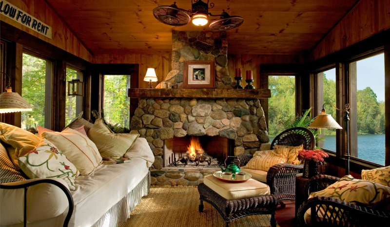 Cozy house with fireplace