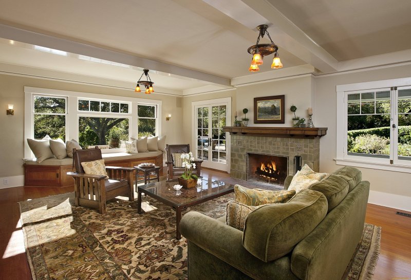 Interiors of the living room in a country house