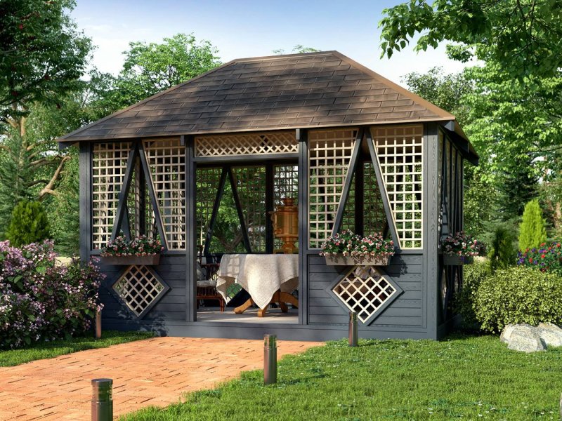 Hexagonal garden gazebo DU183