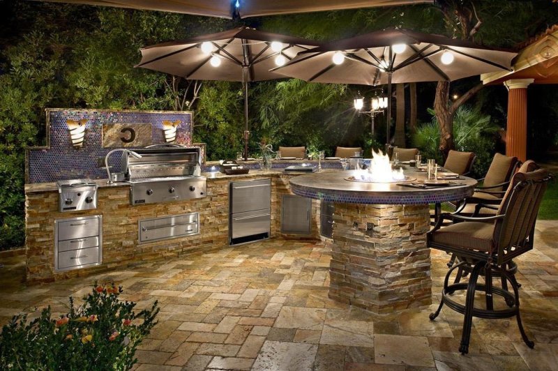 Summer kitchen with barbecue