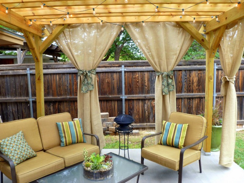 Gazebo with curtains for giving