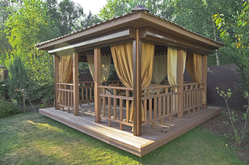 Wooden gazebo for a summer residence