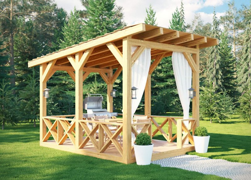 Gazebo made of wood gable "Green Wood"