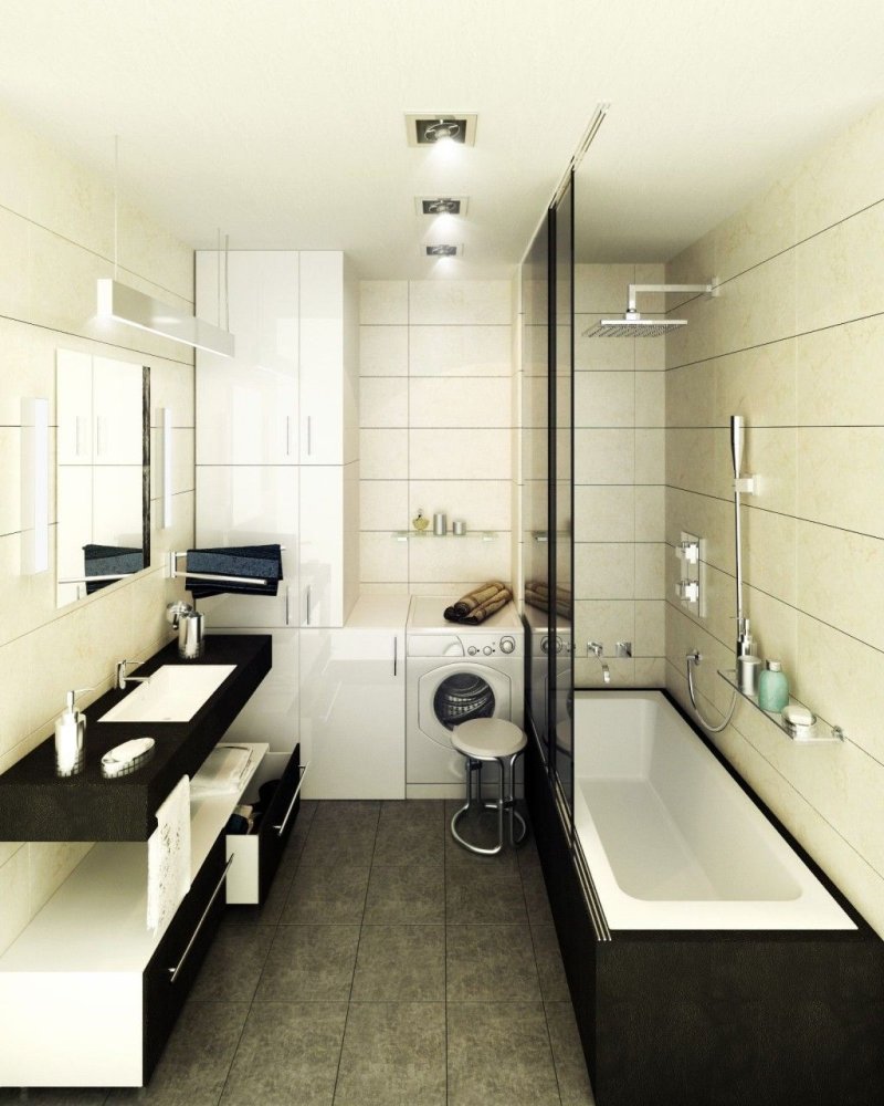 The design of a narrow bathroom