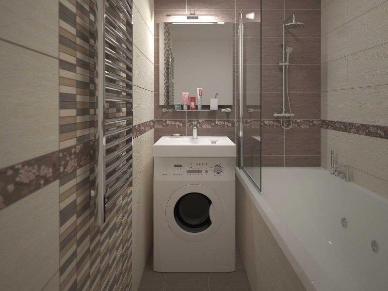 Design of a small bathroom with a washing machine