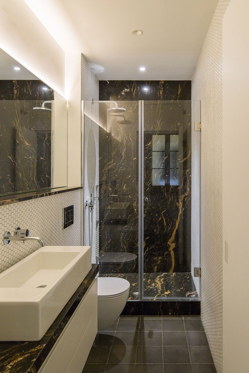 The modern interior of the bathroom