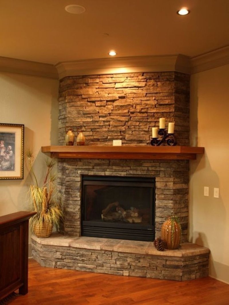 Fireplace decoration with decorative stone