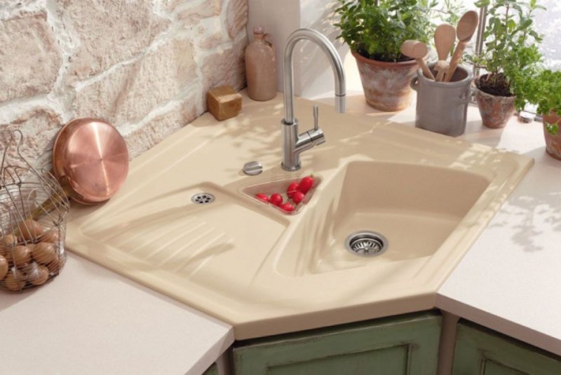 Corner sink for the kitchen