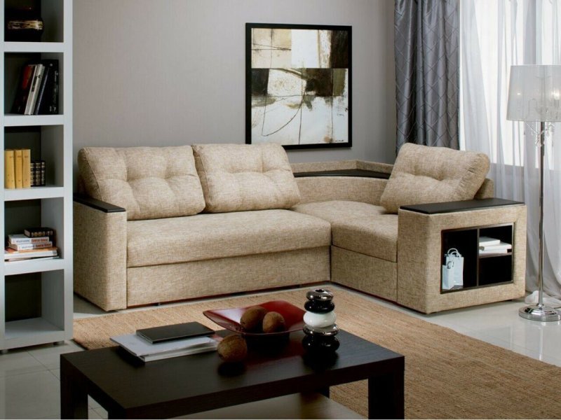 Corner sofa with shelf