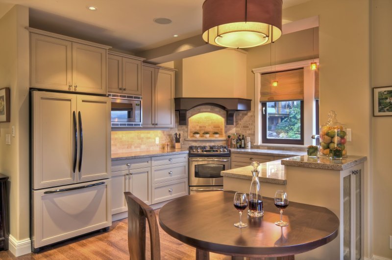 Refrigerator in the interior of the kitchen