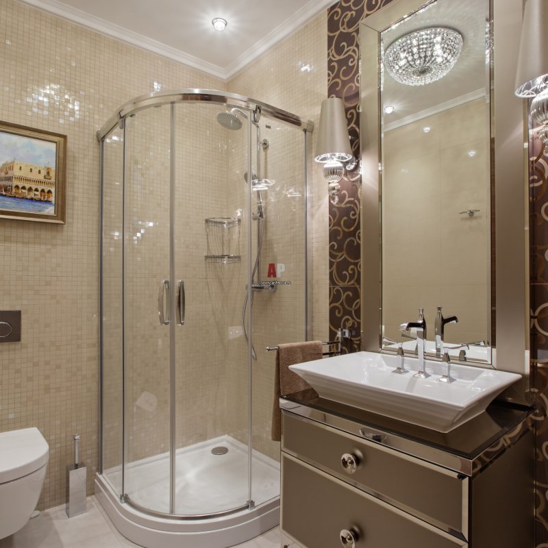 Bathroom interior with shower cabin