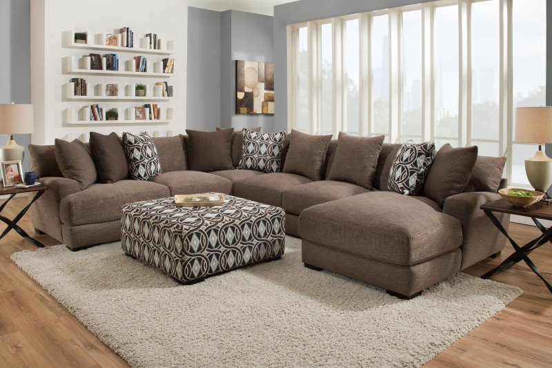 Gray brown sofa in the interior