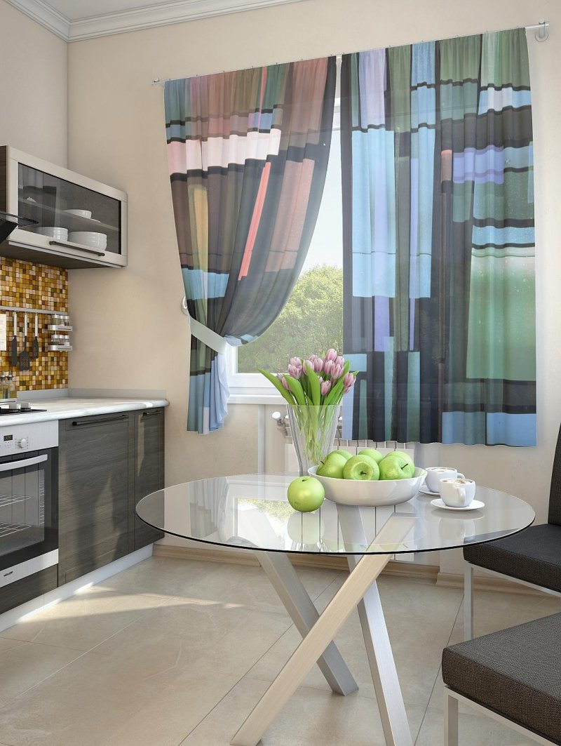 Curtains in the kitchen in a modern style