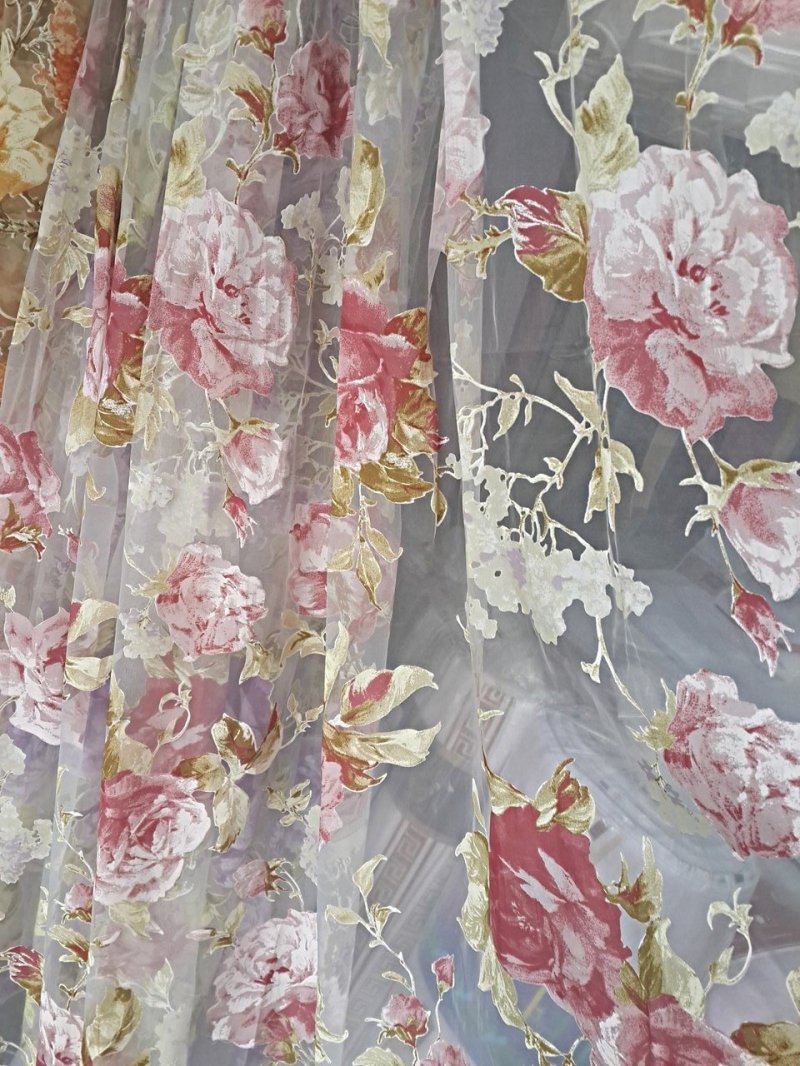 Organza with floral print