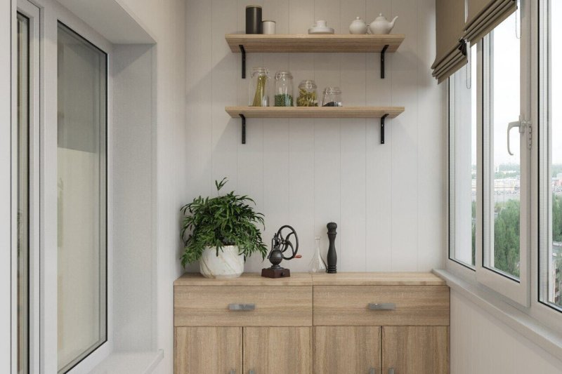 Shelves on the balcony