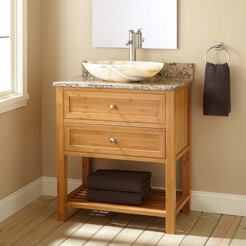 Wooden cabinet under the sink