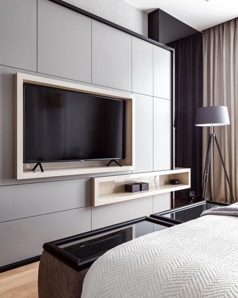 The interior of the bedroom with TV