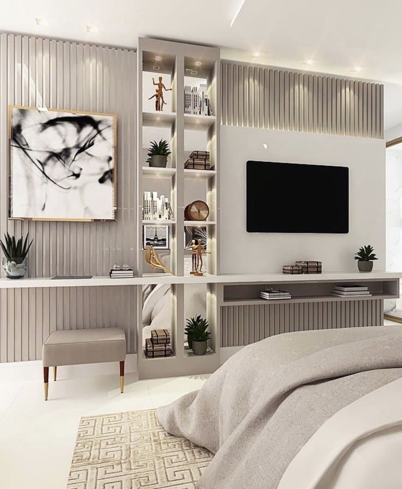 Wall with TV in the bedroom