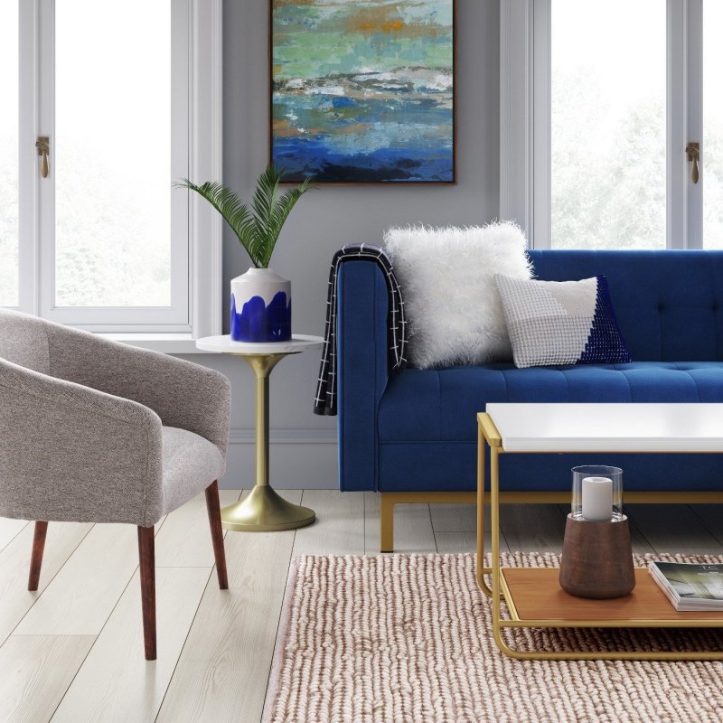 Blue sofa in the interior