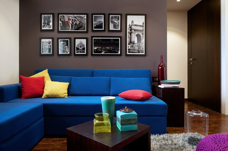 Blue sofa in the interior