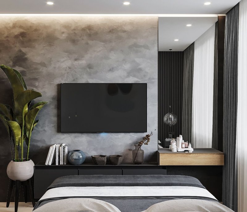 TV zone in a bedroom in a modern style