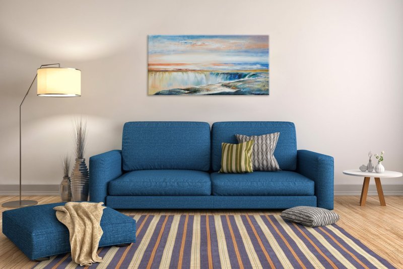 Blue sofa in the interior