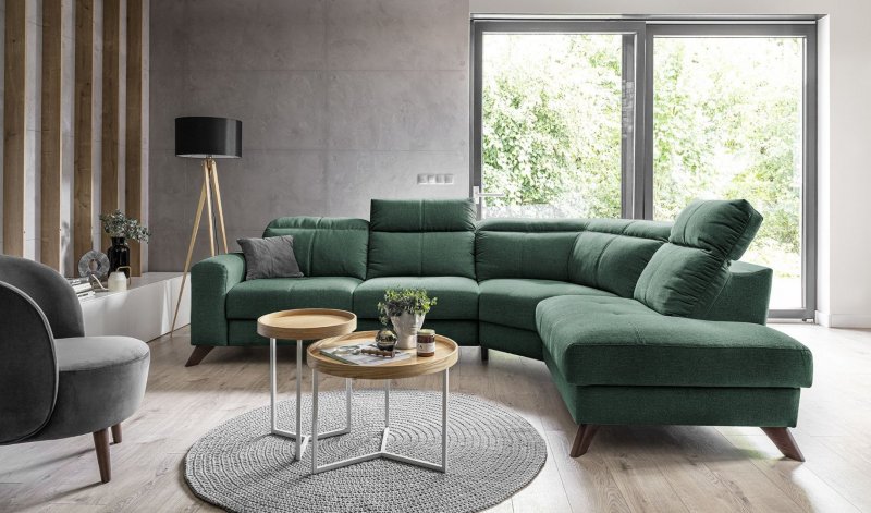 Green sofa in the interior