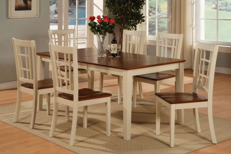 Tables and chairs for the kitchen white wooden