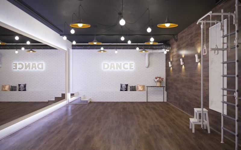 The interior of the dance studio