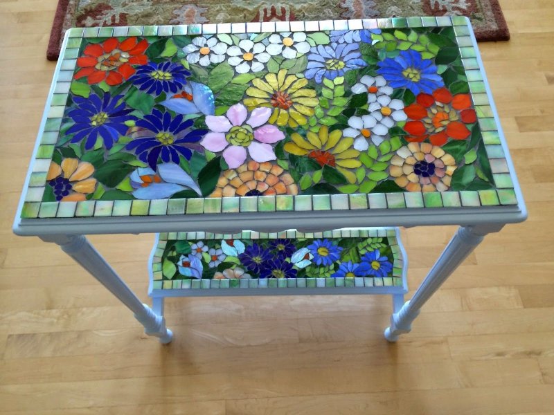 A table with a mosaic