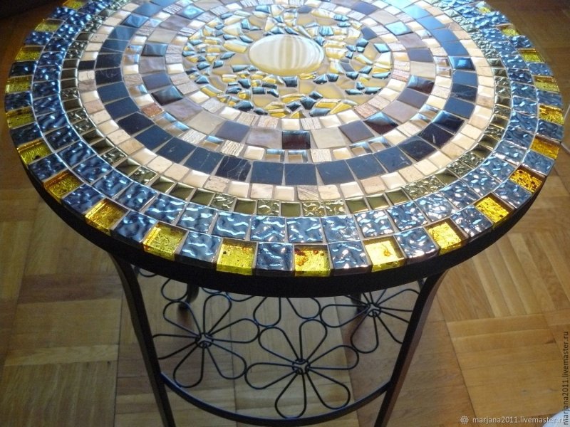 A table with a mosaic