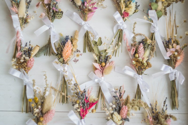 Wreaths of dried flowers