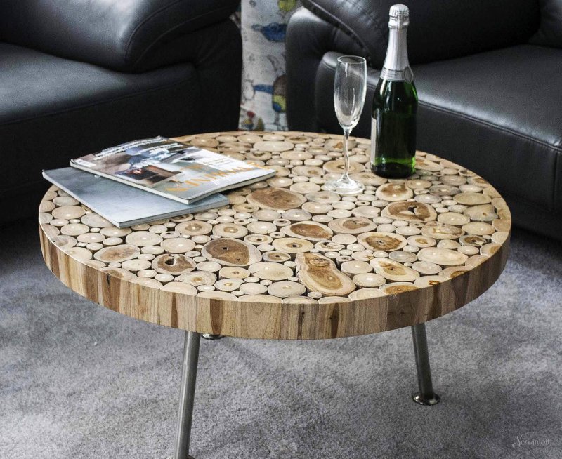 Coffee table from sawing wood