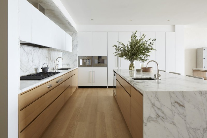 Kitchen modern white marble