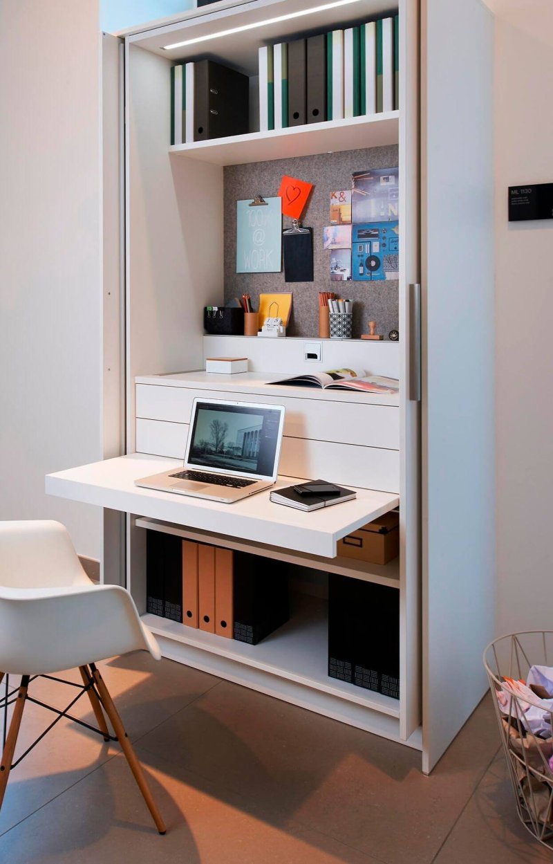 Desk built into the cabinet