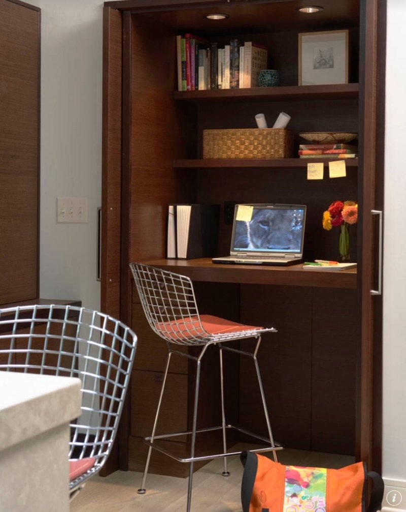 Desk built into the cabinet