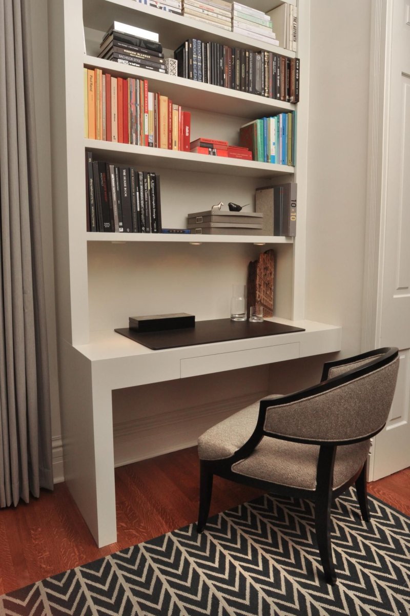 Shelves above the computer table