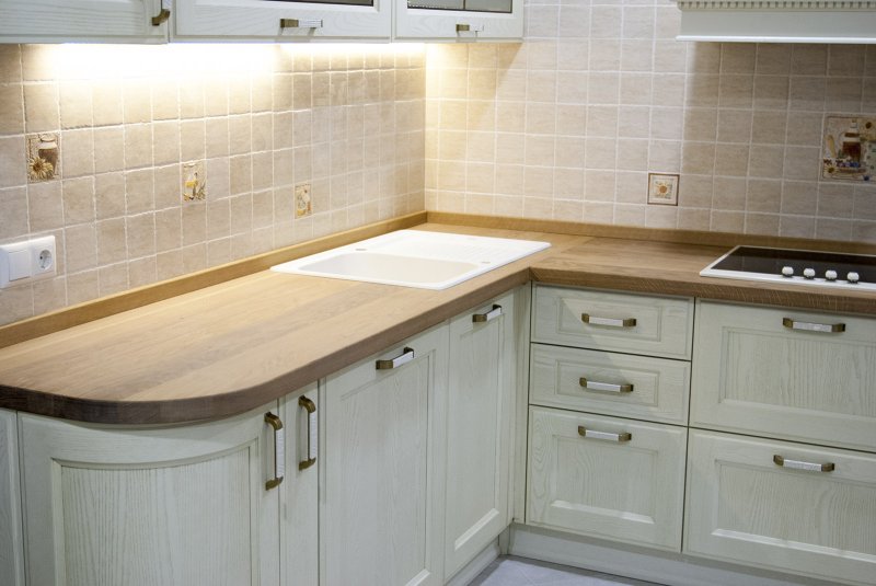 Kitchens with a wooden countertop