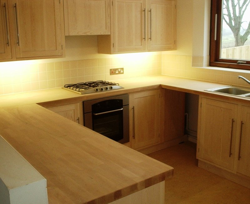 Kitchen with a countertop under the window