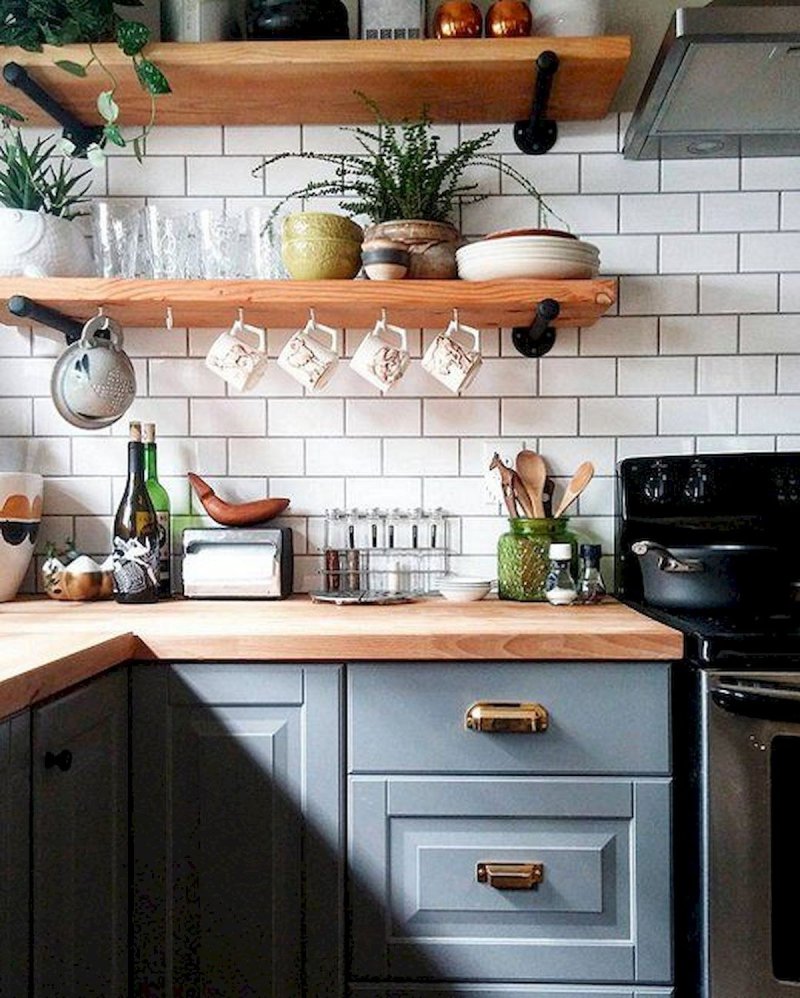 Kitchen with shelves