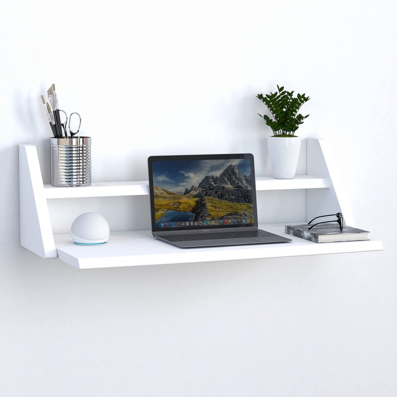 Wall shelf is white