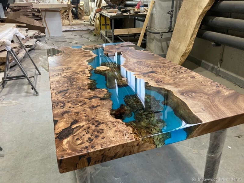 Table river from epoxy resin