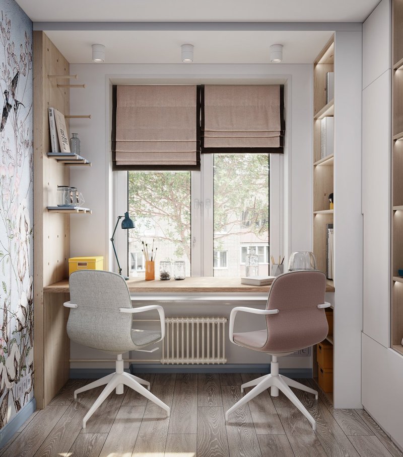 Table by a window for a schoolboy