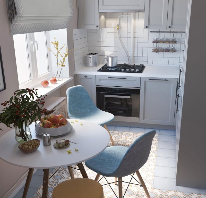 The interior of a small kitchen