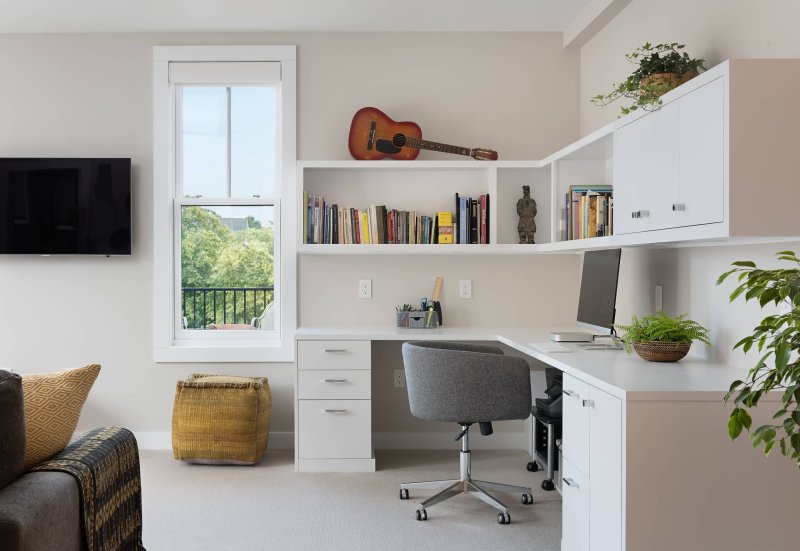 Window table with shelves