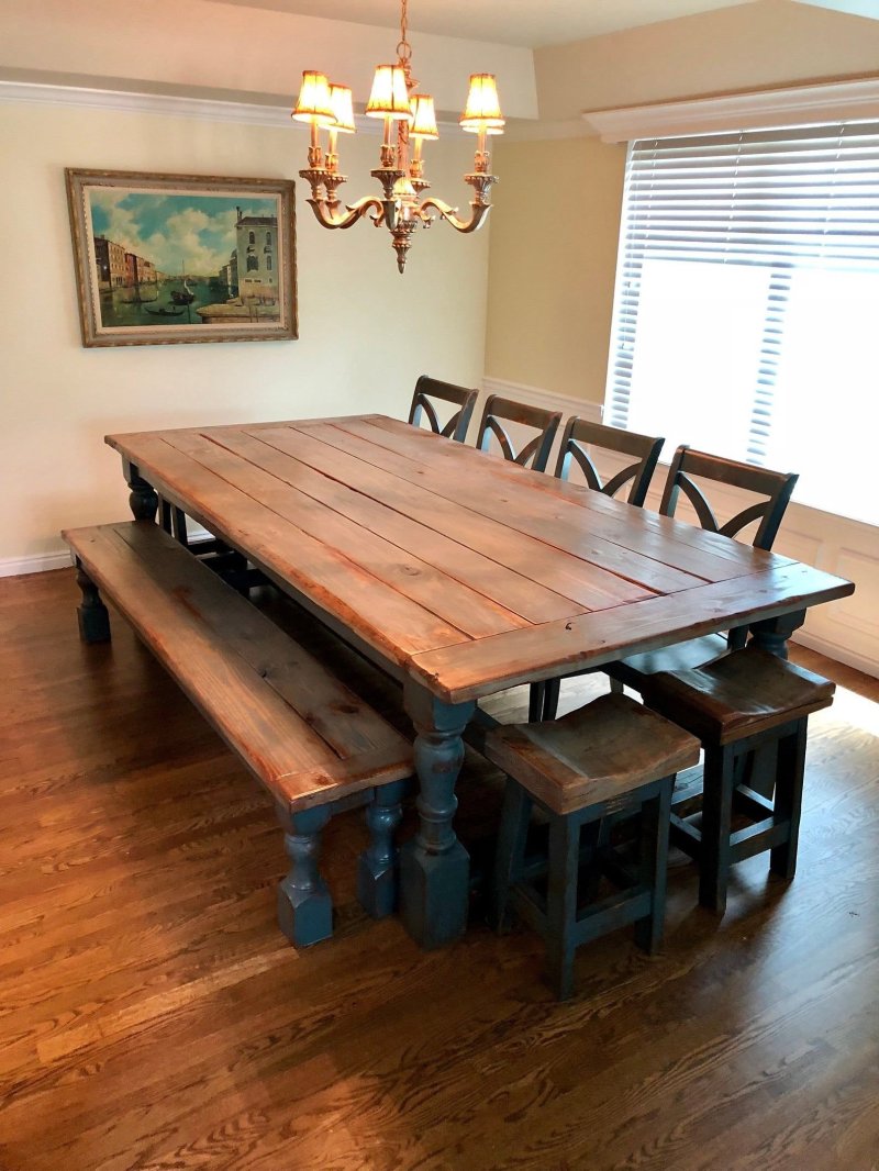 DIY table with hands made of wood