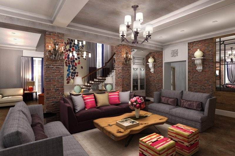 Living room eclecticism loft