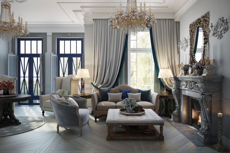 Tiffany's neoclassic living room