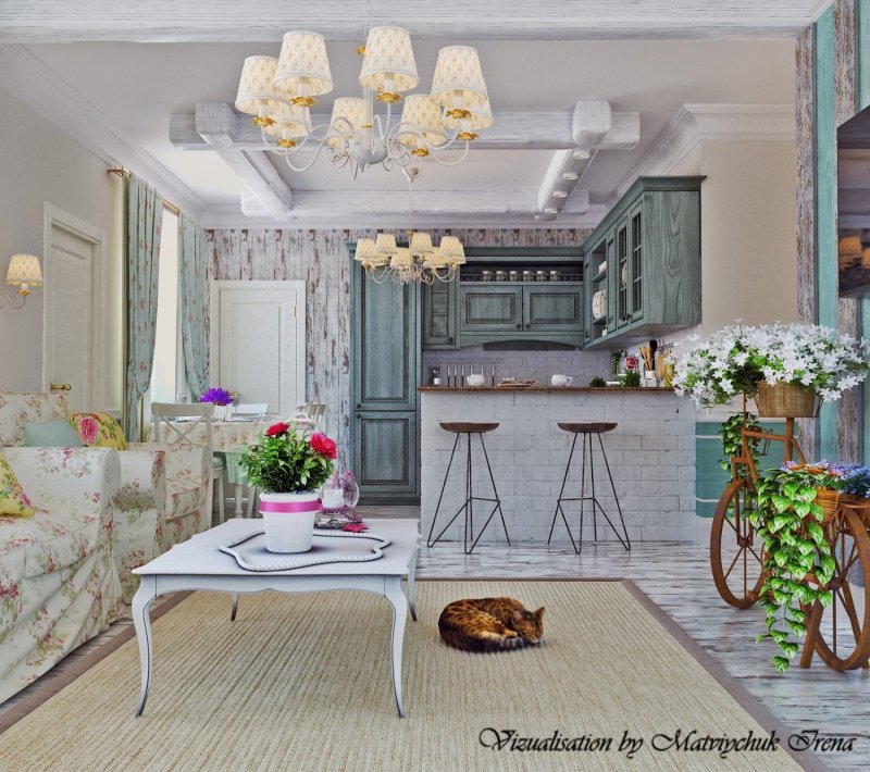 Kitchen living room in the style of Provence